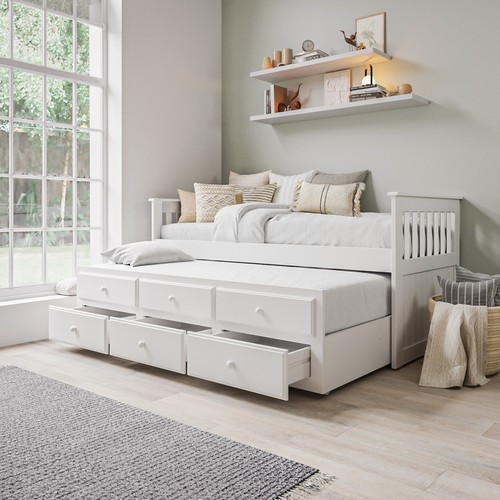 Single bed white - white, wooden