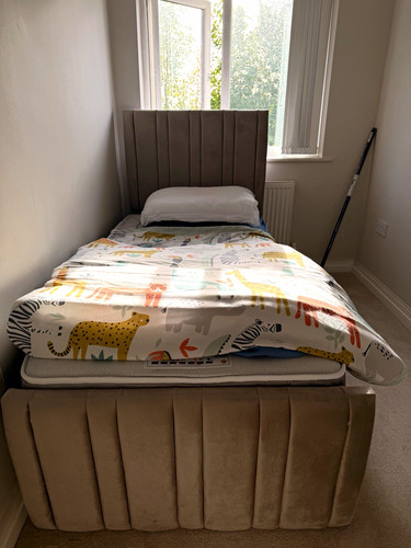 Grey velvet upholstered single - upholstered,
