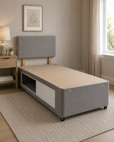 Grey single bed base with - single,