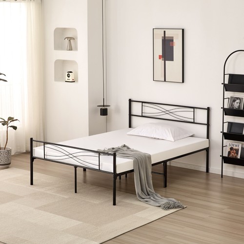 Metal bed frame with - frame, headboard