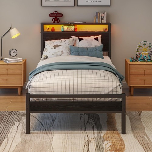 Single bed with storage wooden - with,
