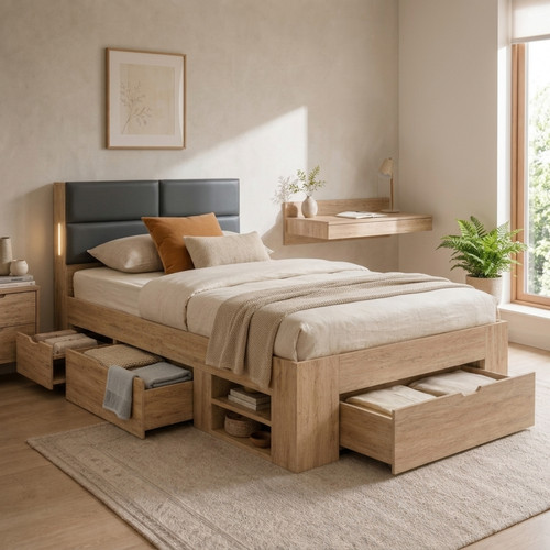 Wooden storage bed 3ft single - wooden, bed,