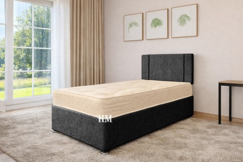 Chenille storage divan bed - storage,