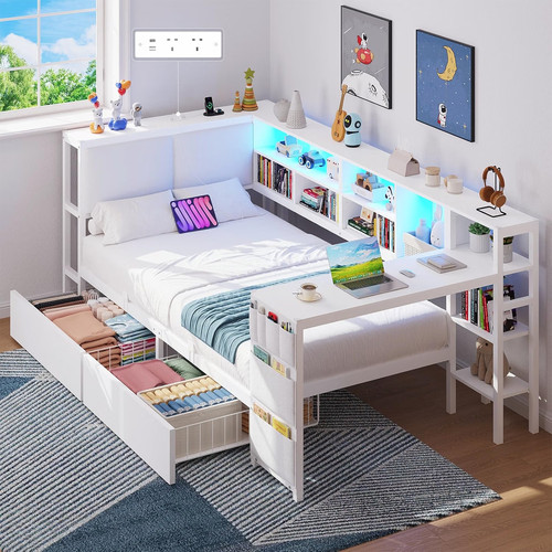 Single 3ft bed frame - with, 2