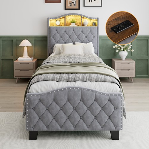 3ft single bed frame grey - bed,