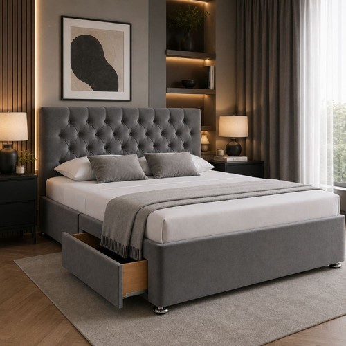 Plush velvet storage divan bed - plush,